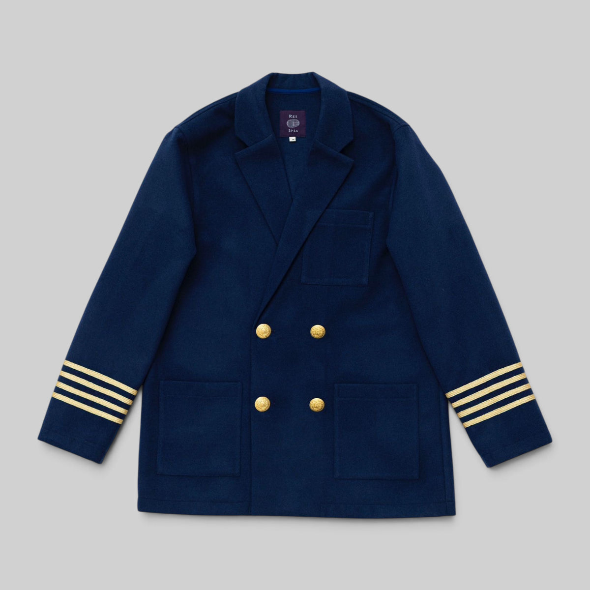 Veste croisée en laine marine