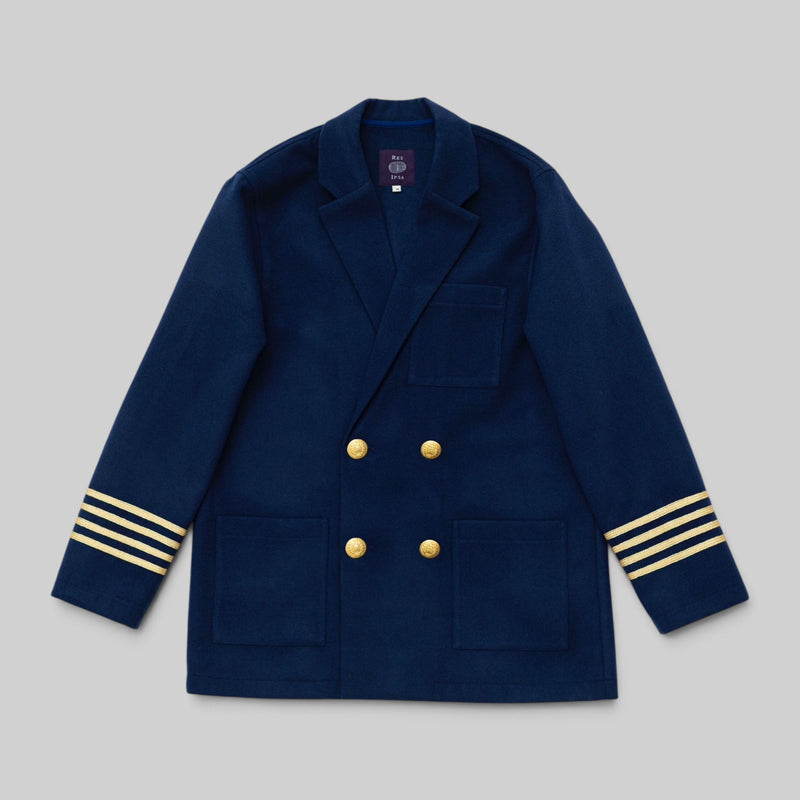 Veste croisée en laine marine