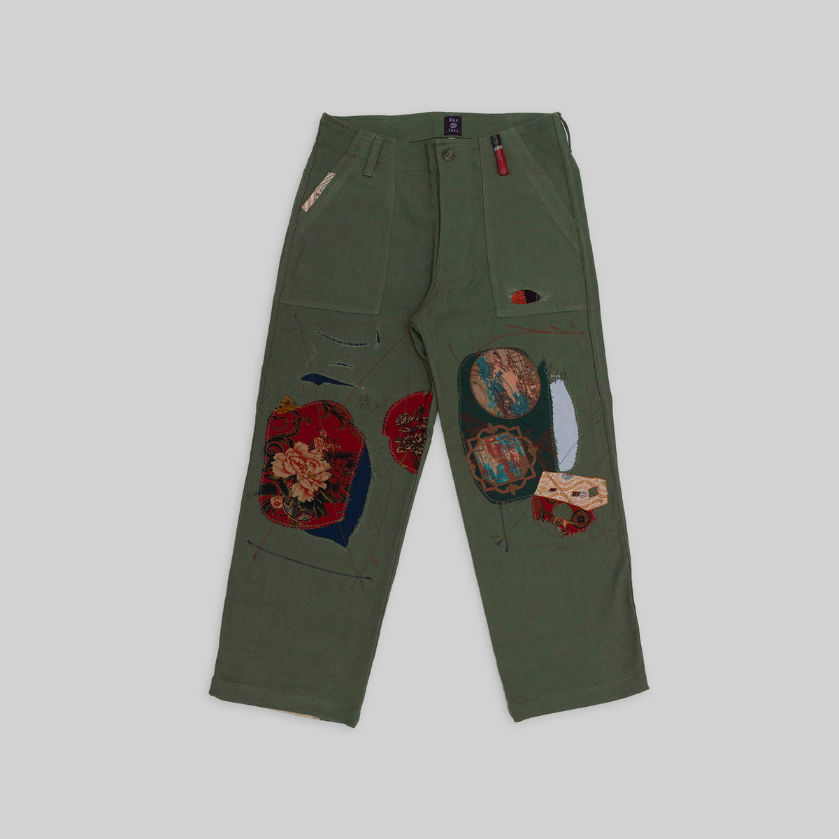 Pantalon à patchwork tissé main
