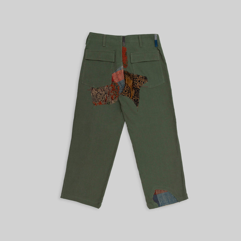 Pantalon à patchwork tissé main