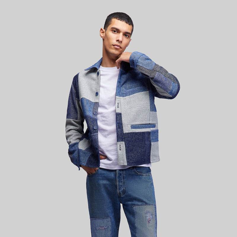 Chemise de travail patchwork teinte à la main