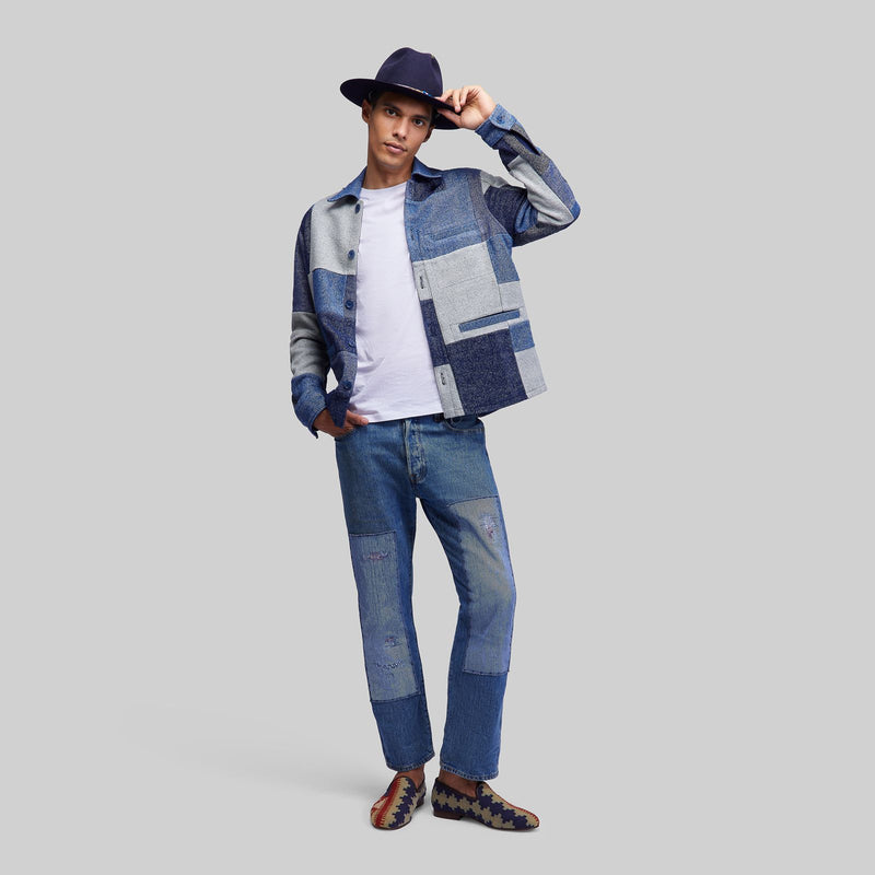 Chemise de travail patchwork teinte à la main