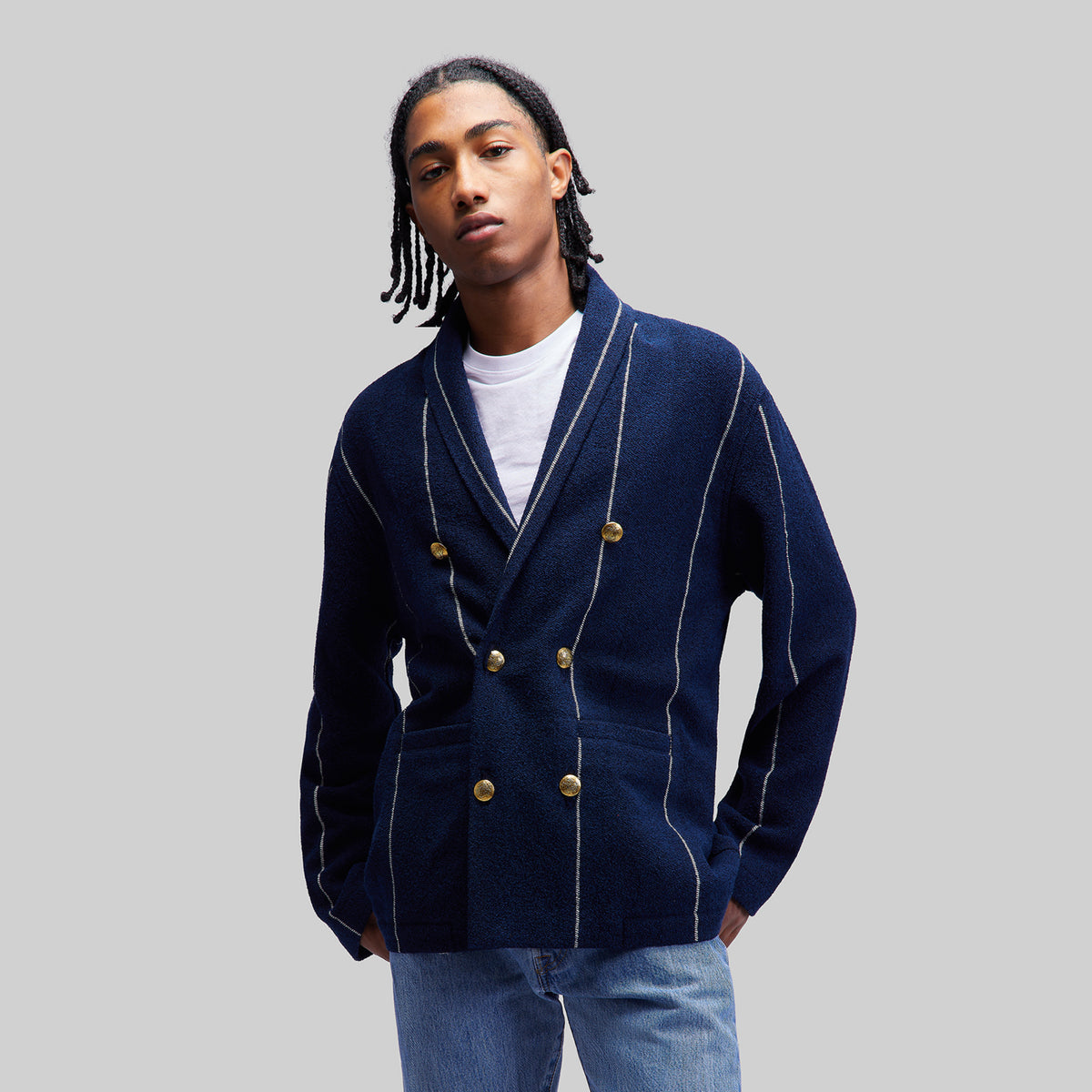 Veste à col châle bouclé