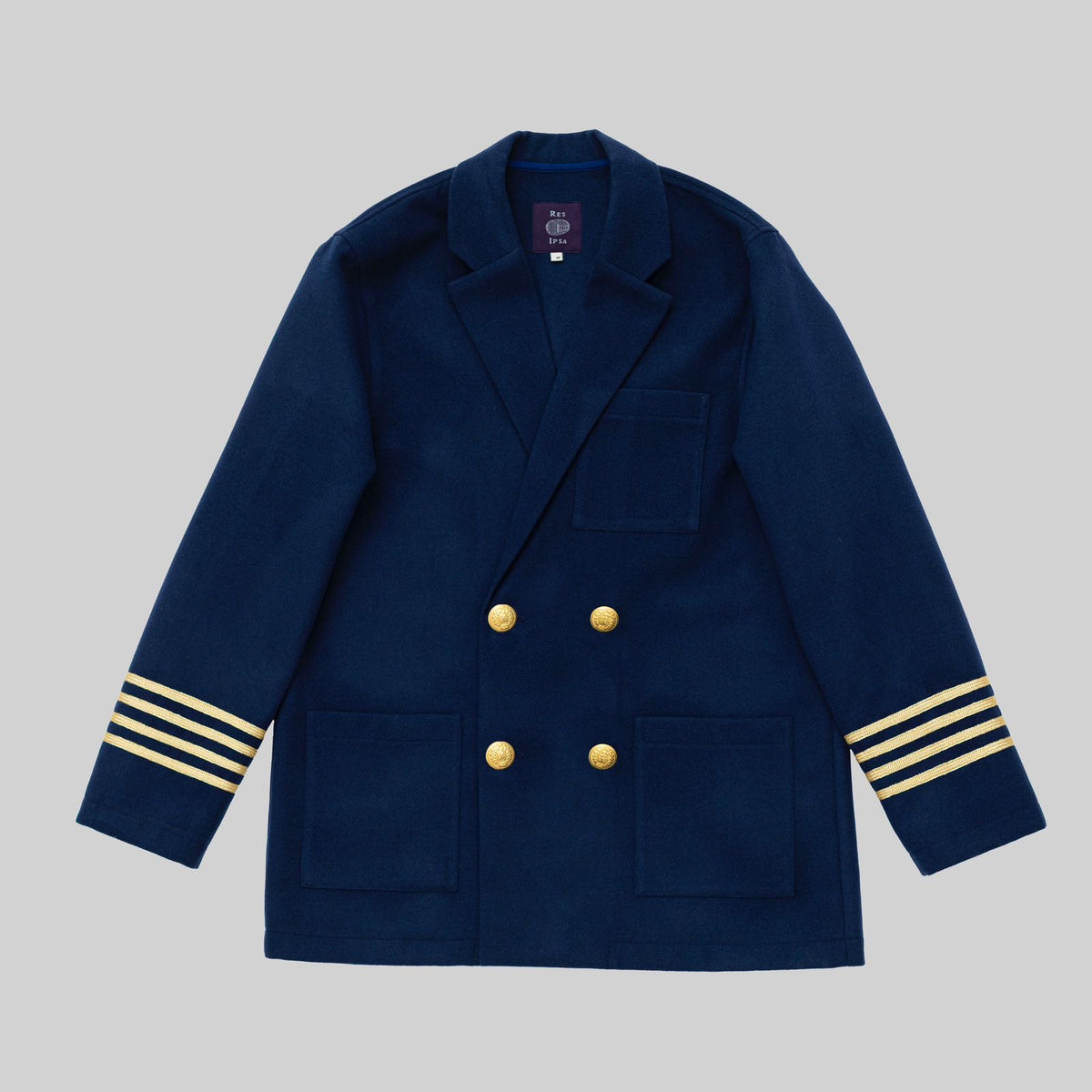 Veste croisée en laine marine