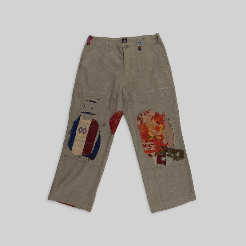 Pantalon à patchwork tissé main