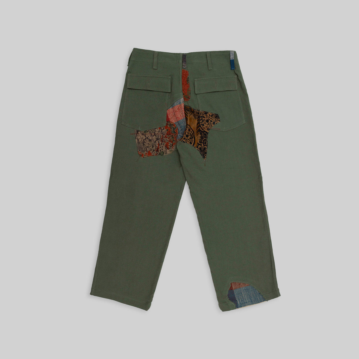 Pantalon à patchwork tissé main