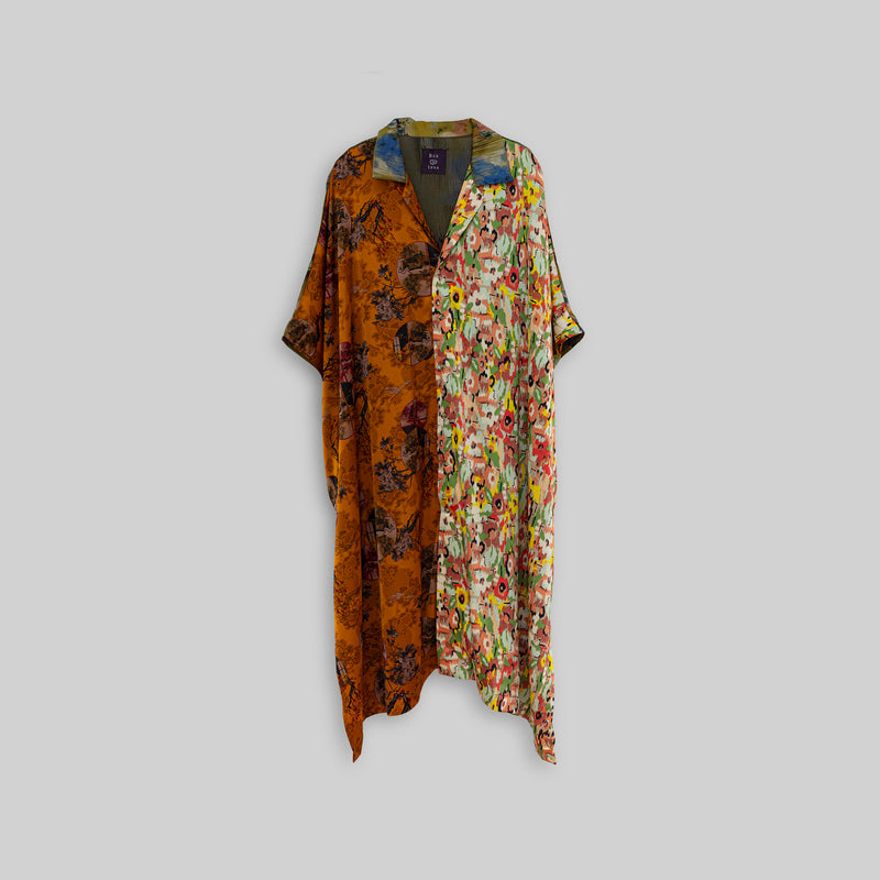 Silk Open Collar Kaftan