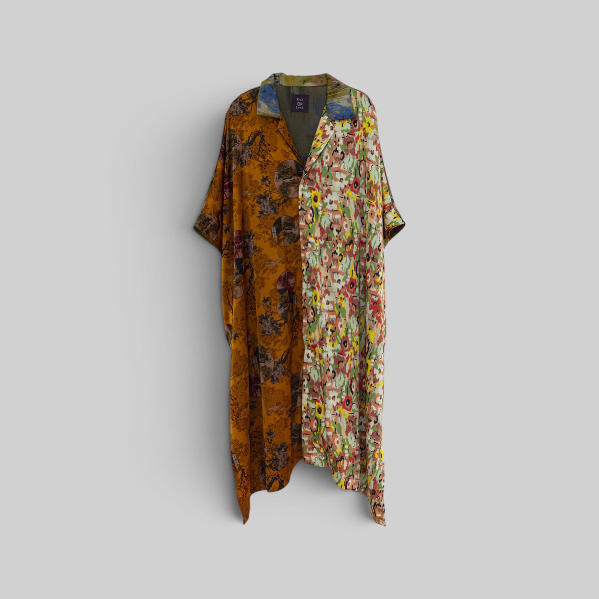 Kaftan à col ouvert en soie
