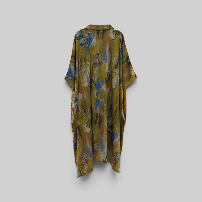 Kaftan à col ouvert en soie