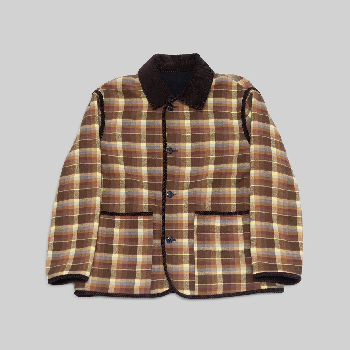 Veste réversible tissée à la main avec finitions en velours côtelé