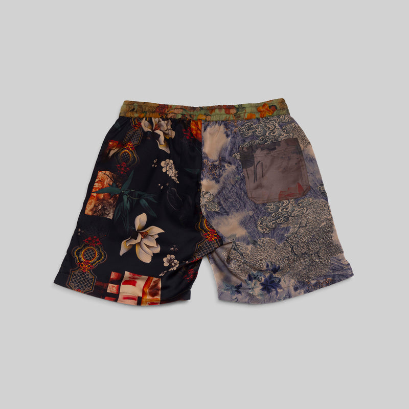 Patchwork Silk Camp Shorts