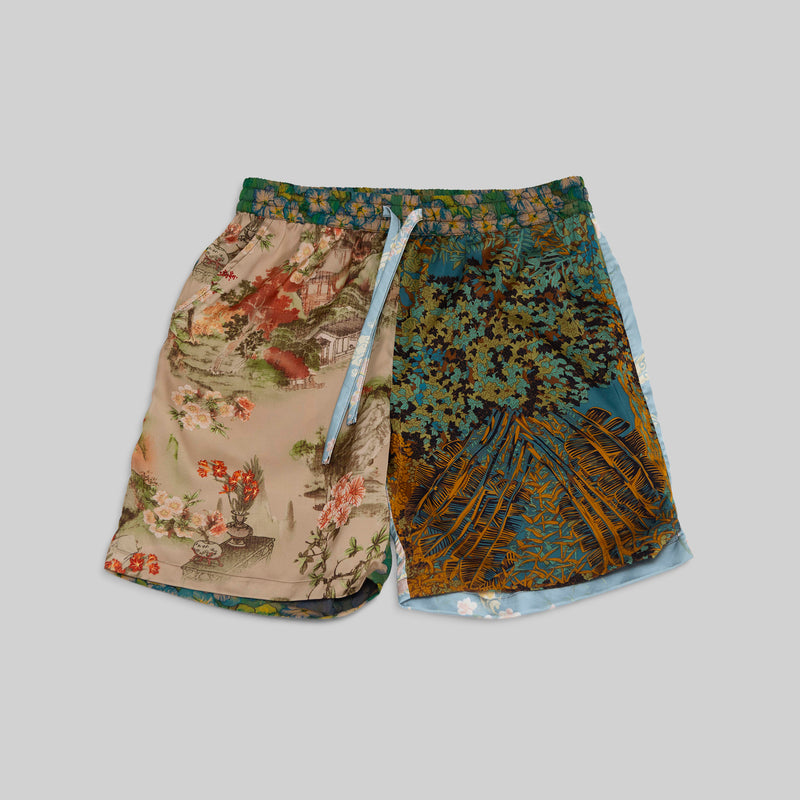 Patchwork Silk Camp Shorts