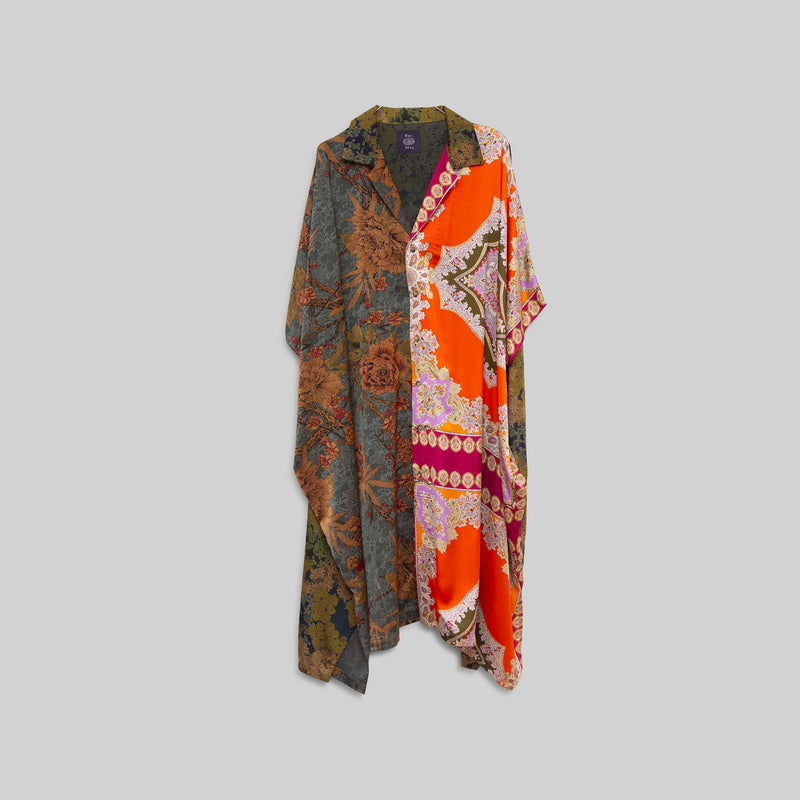 Silk Open Collar Kaftan