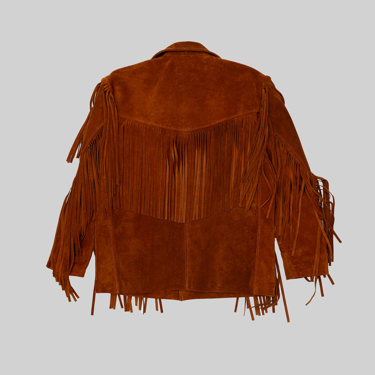 Veste western en daim avec franges et peau de vache — PLV