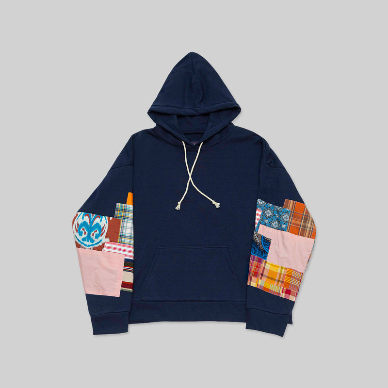 Navy Patchwork Hoodie