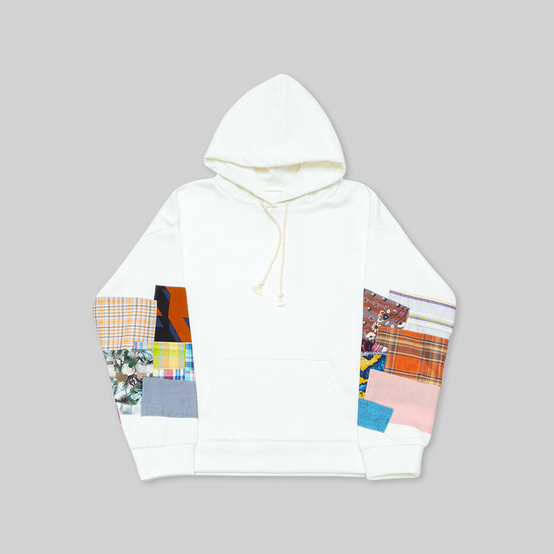 White Patchwork Hoodie