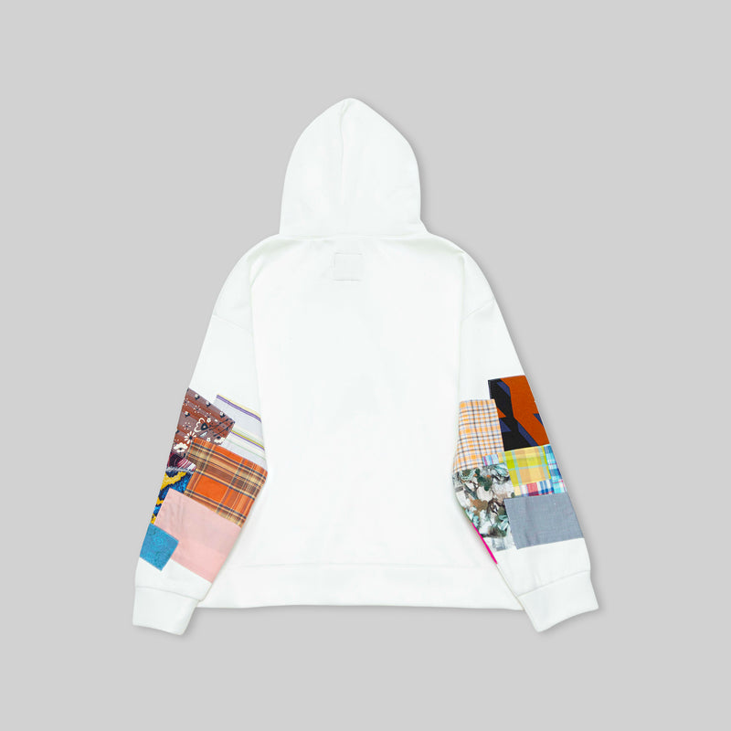 White Patchwork Hoodie