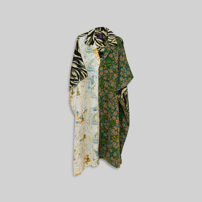 Silk Open Collar Kaftan