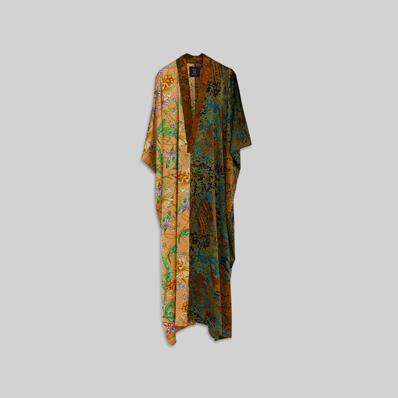 Silk Open Collar Kaftan