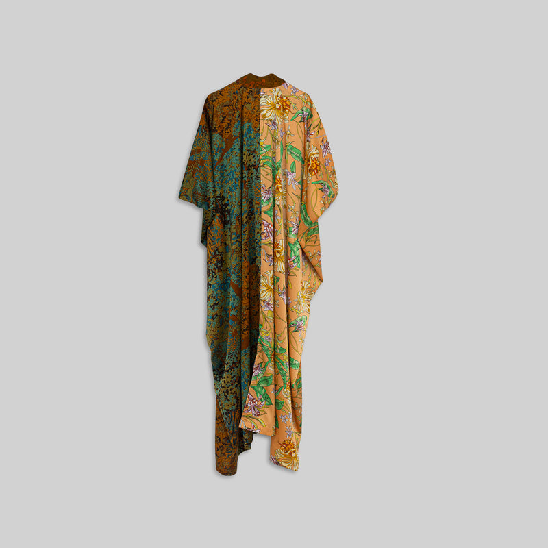 Silk Open Collar Kaftan