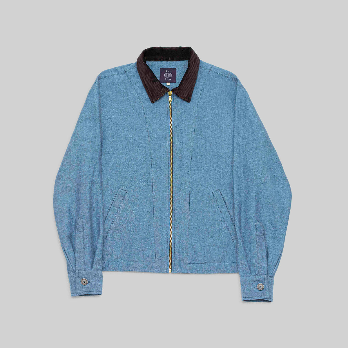 Handwoven Zip Jacket with Corduroy Collar