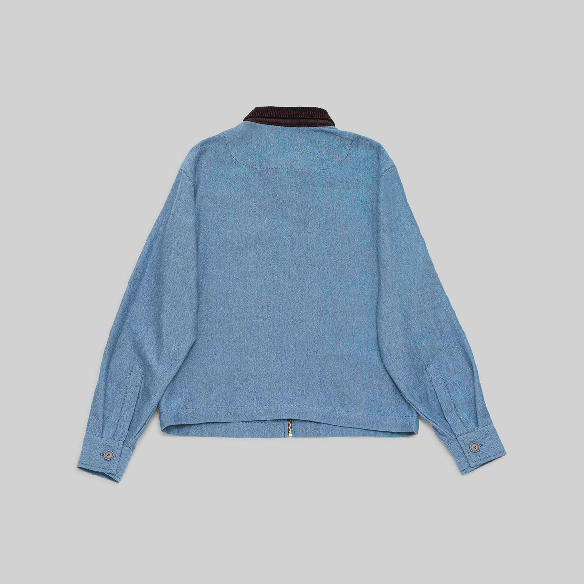 Handwoven Zip Jacket with Corduroy Collar