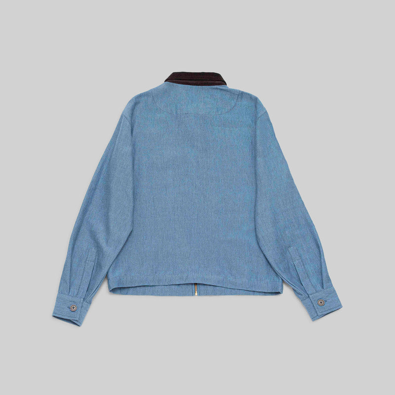 Handwoven Zip Jacket with Corduroy Collar
