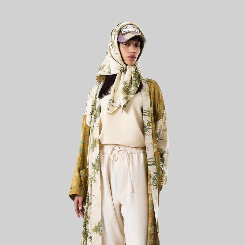 Silk Open Collar Kaftan