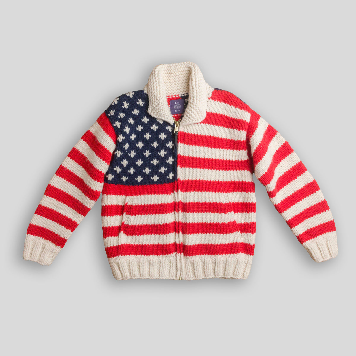 Pull Cowichan drapeau américain