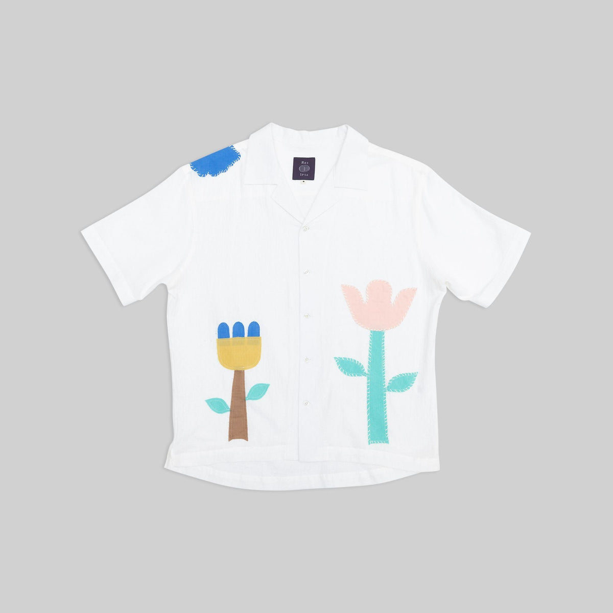 Floral Appliqué Camp Shirt