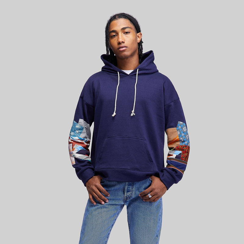 Navy Patchwork Hoodie