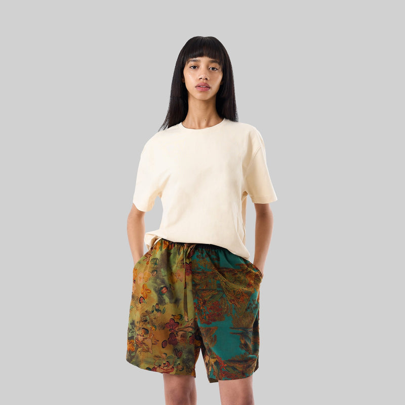 Patchwork Silk Camp Shorts