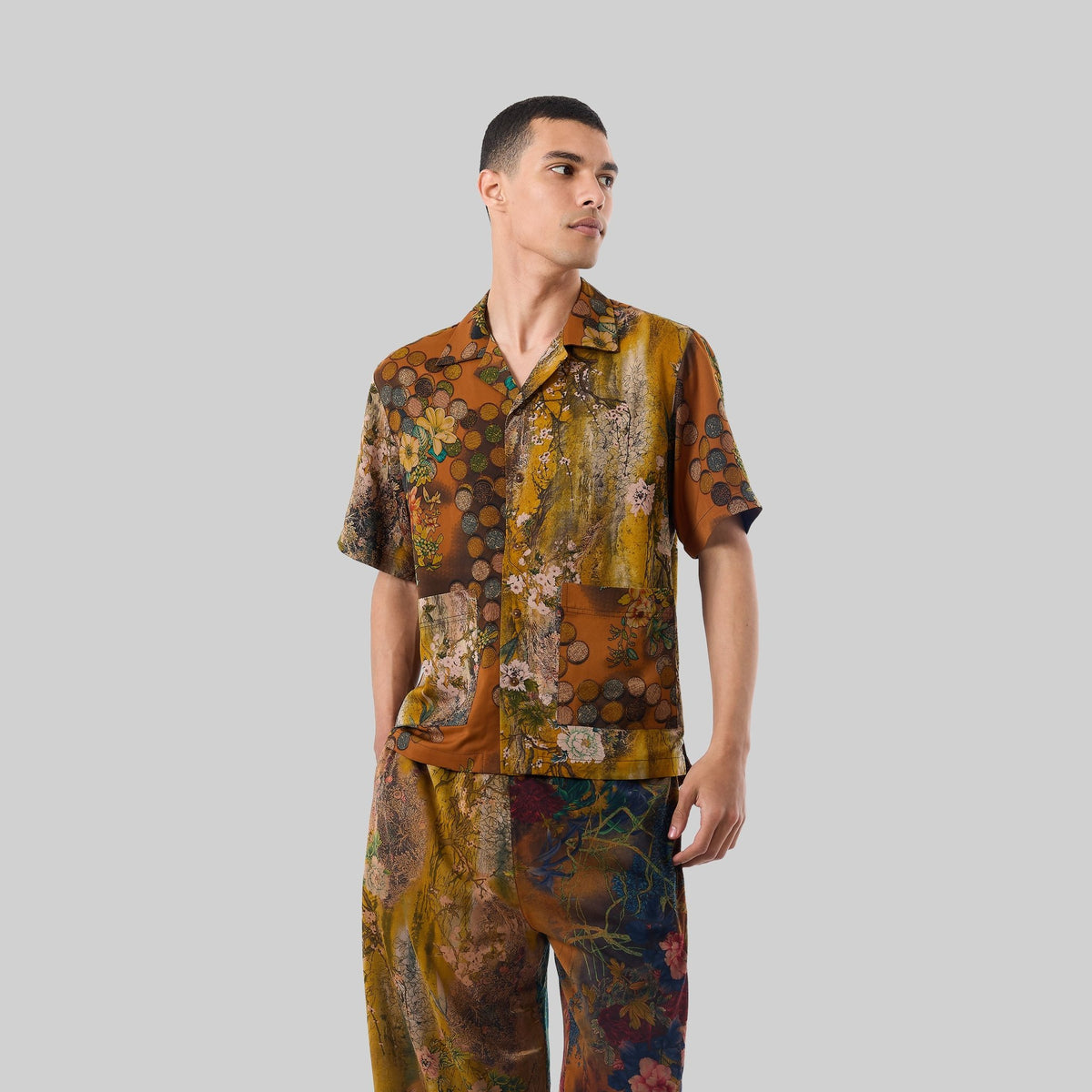 Silk Patchwork Camp Shirt