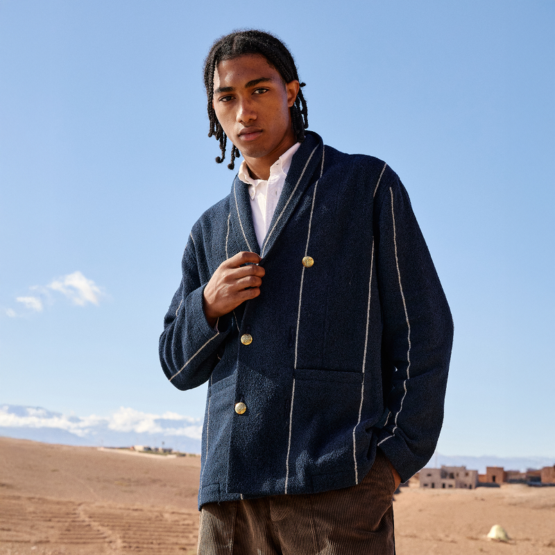 Veste à col châle bouclé